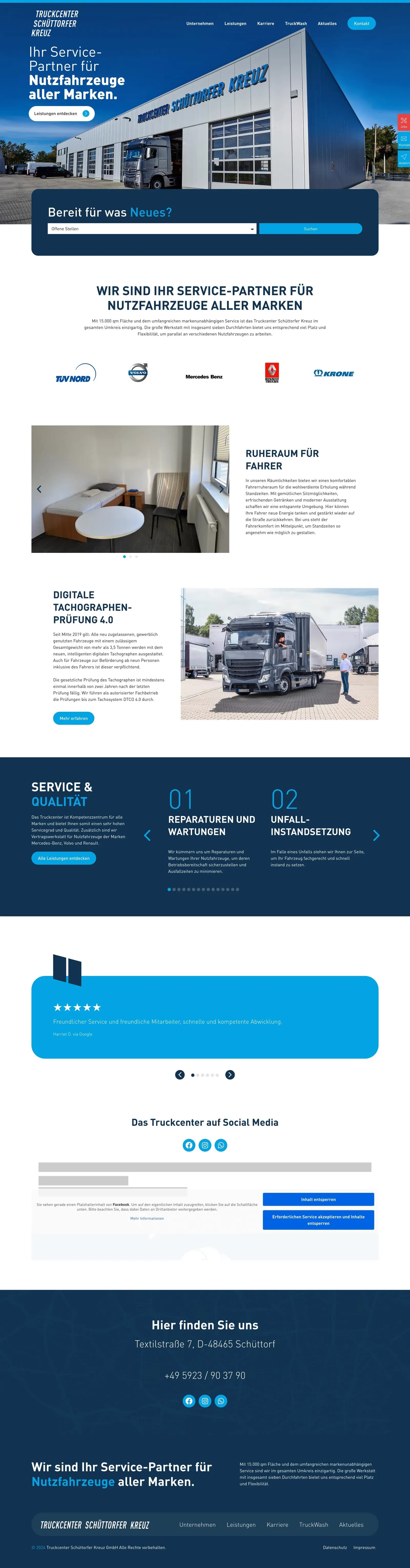 Die komplette Startseite von truck-schuettorf.de