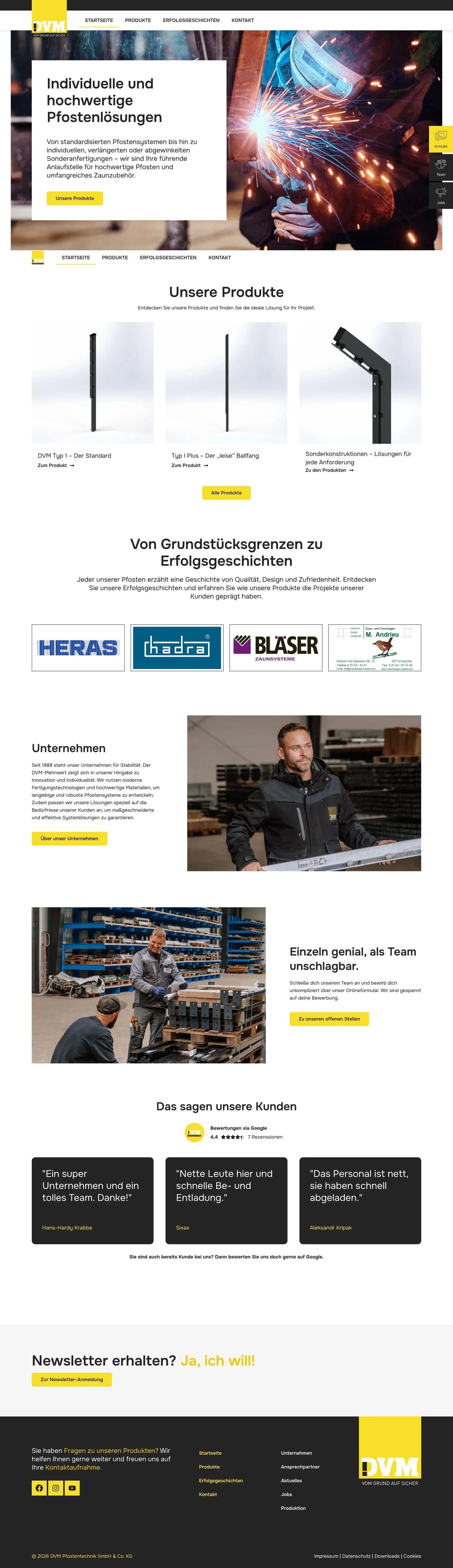 Die komplette Startseite von dvm-rhede.de
